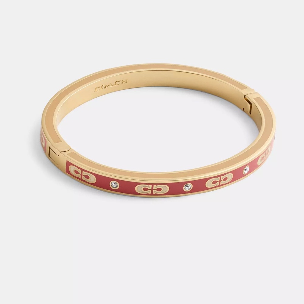 Coach Kissing Signature Enamel Hinged Bangle NWT